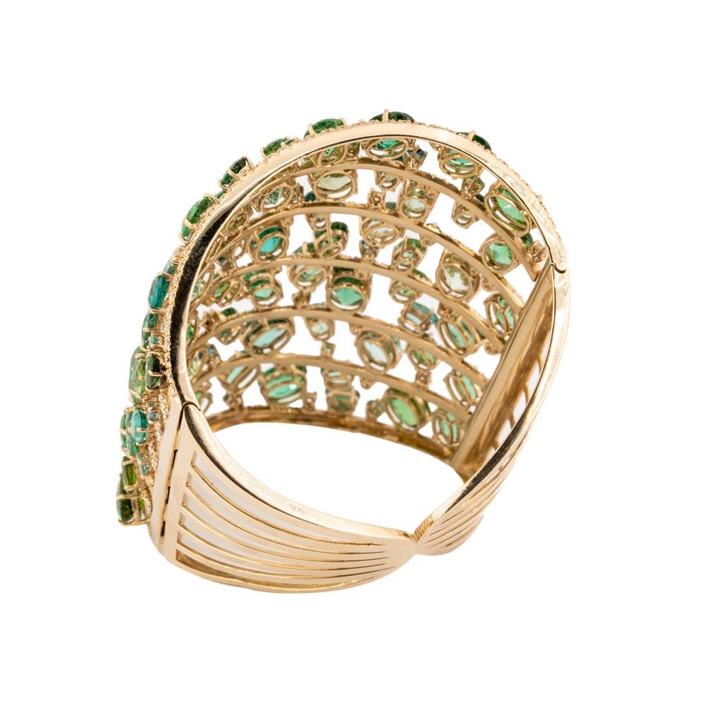 Artist Olympus Art Certified, Ottoman Style, Diamond, Green Tourmaline Bracelet For Sale