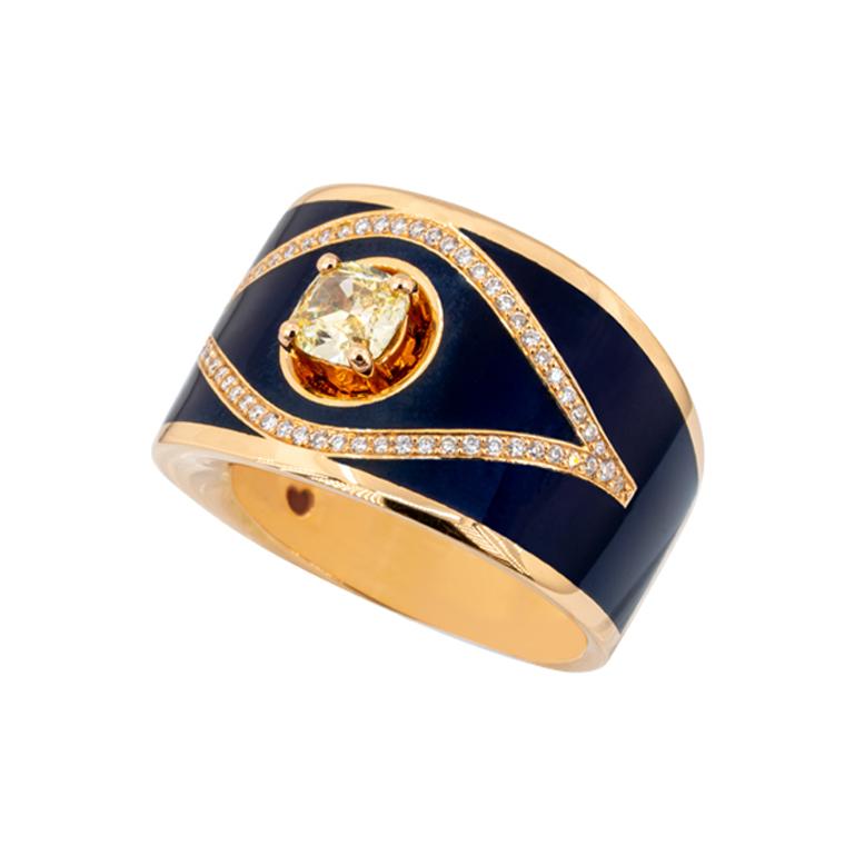 Olympus Art Certified QUEEN EYE diamond & Rose Gold Ring

Rose Gold 18 K & Enameled, Diamond 0.14 Carat, Fancy Light Yellow Diamond 1.00 Carat.