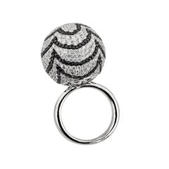 Olympusart Certified, White Gold 18 K, Diamond Black, New Century Fashion Ring