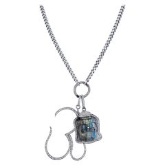 Om and Labradorite Buddha Curb Chain Necklace