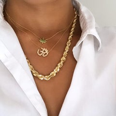 Diamond Om Shanti Yoga Necklace 14 Karat Gold