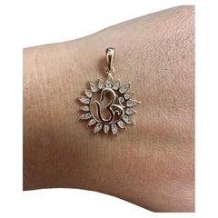 OM diamond pendant necklace sun diamond pendant 18KT gold