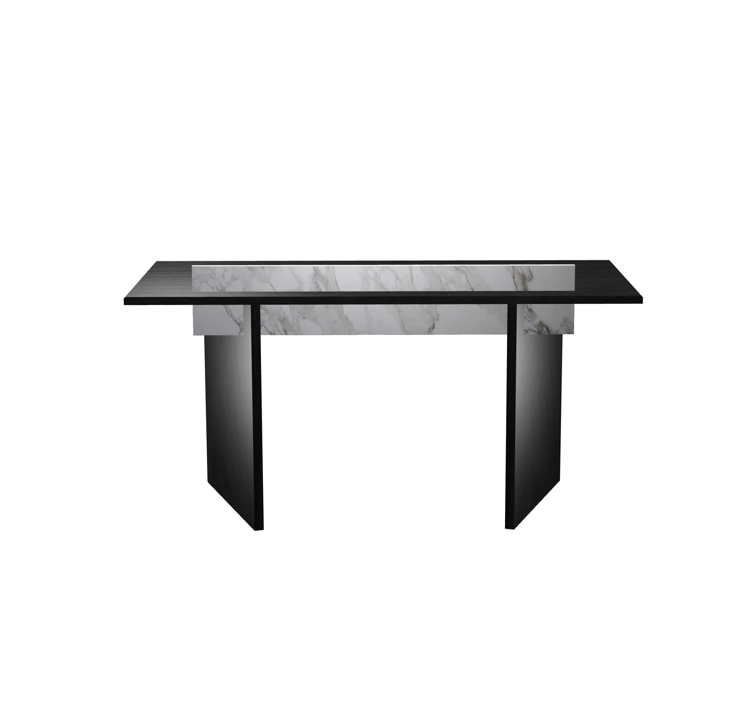 Desk in Solid Black Ash and White Carrare Marble - om34 by Mjiila For Sale 6