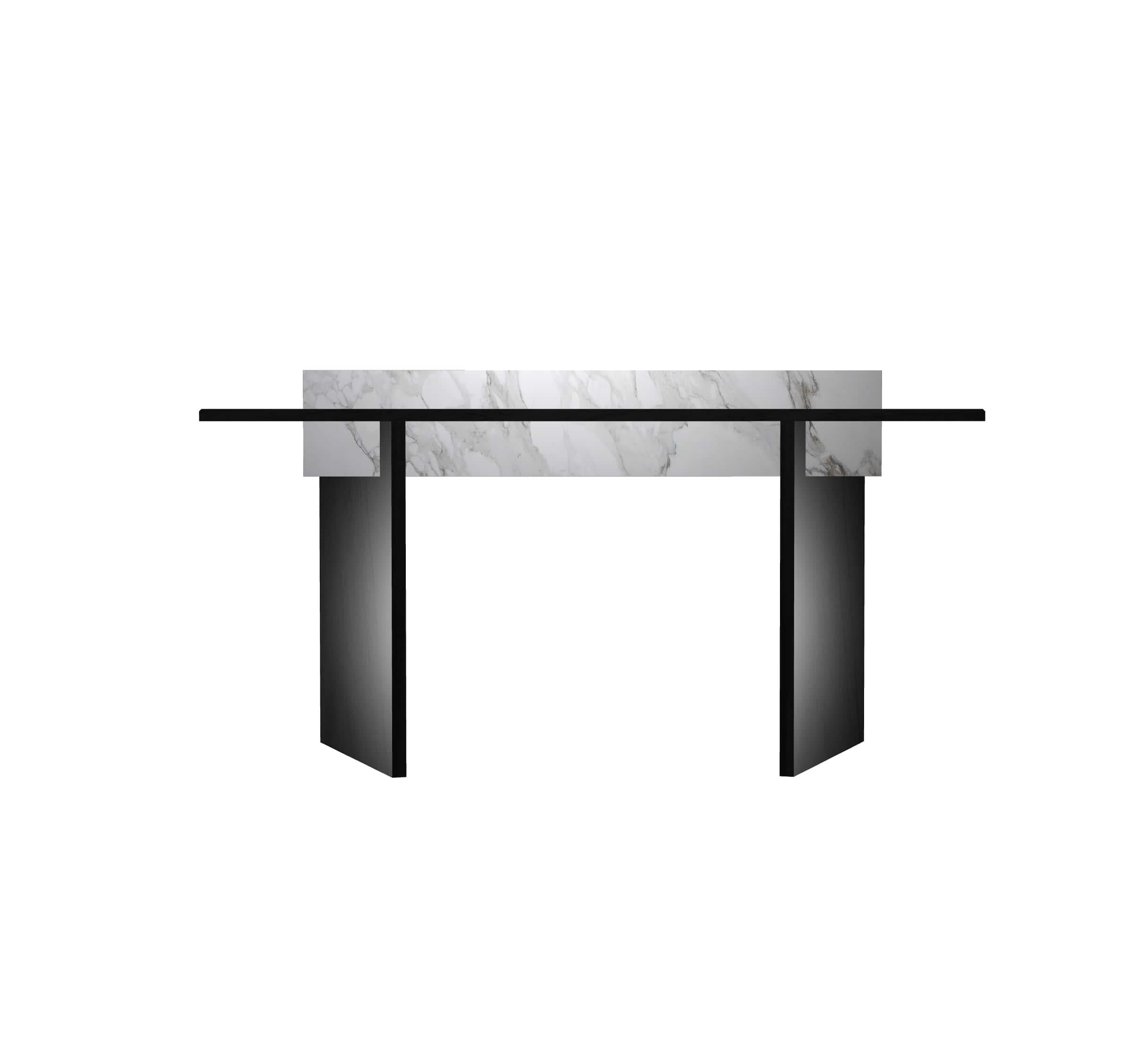 Desk in Solid Black Ash and White Carrare Marble - om34 by Mjiila For Sale 7
