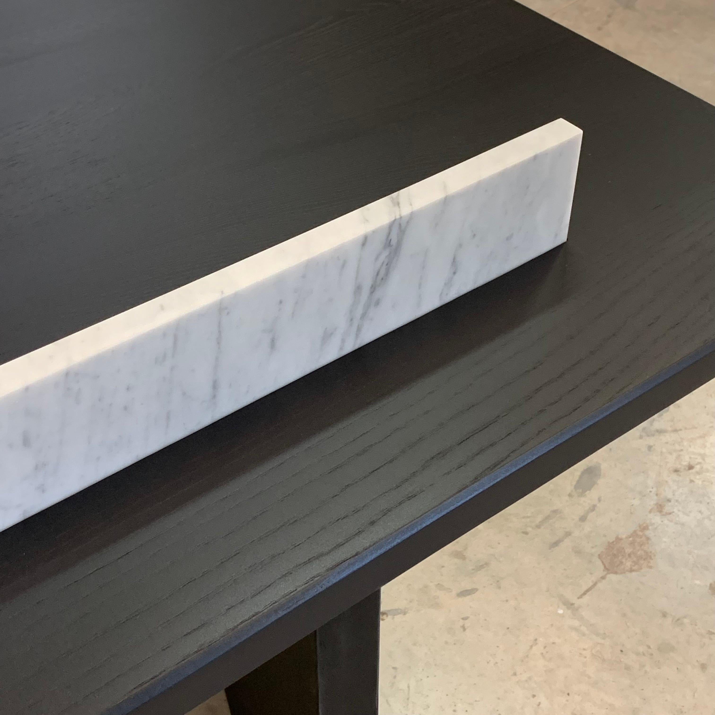 Desk in Solid Black Ash and White Carrare Marble - om34 by Mjiila For Sale 2