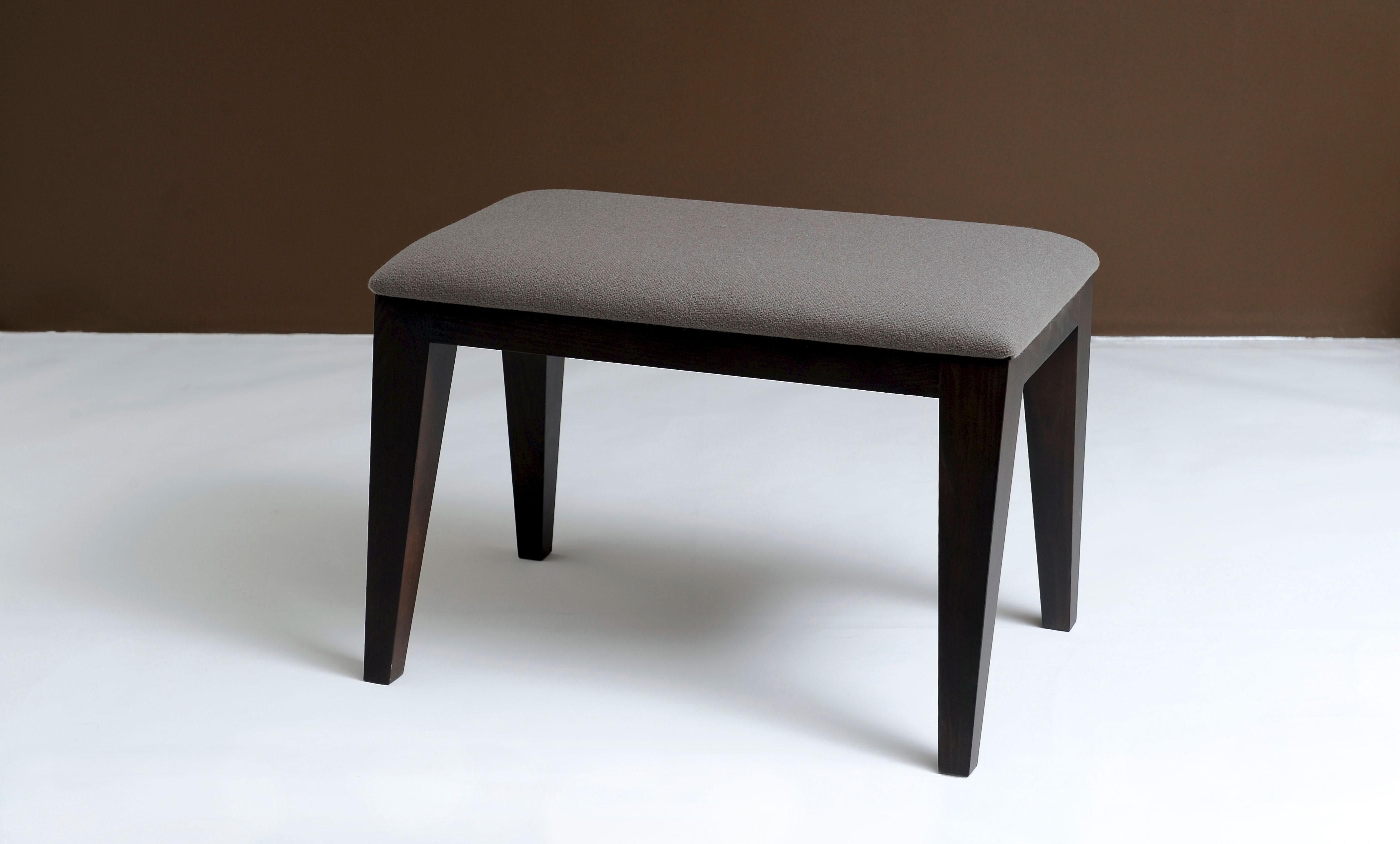 Hand-Crafted Small modern Bench, black ash, leather - om4.1 by mjiila, in stock For Sale