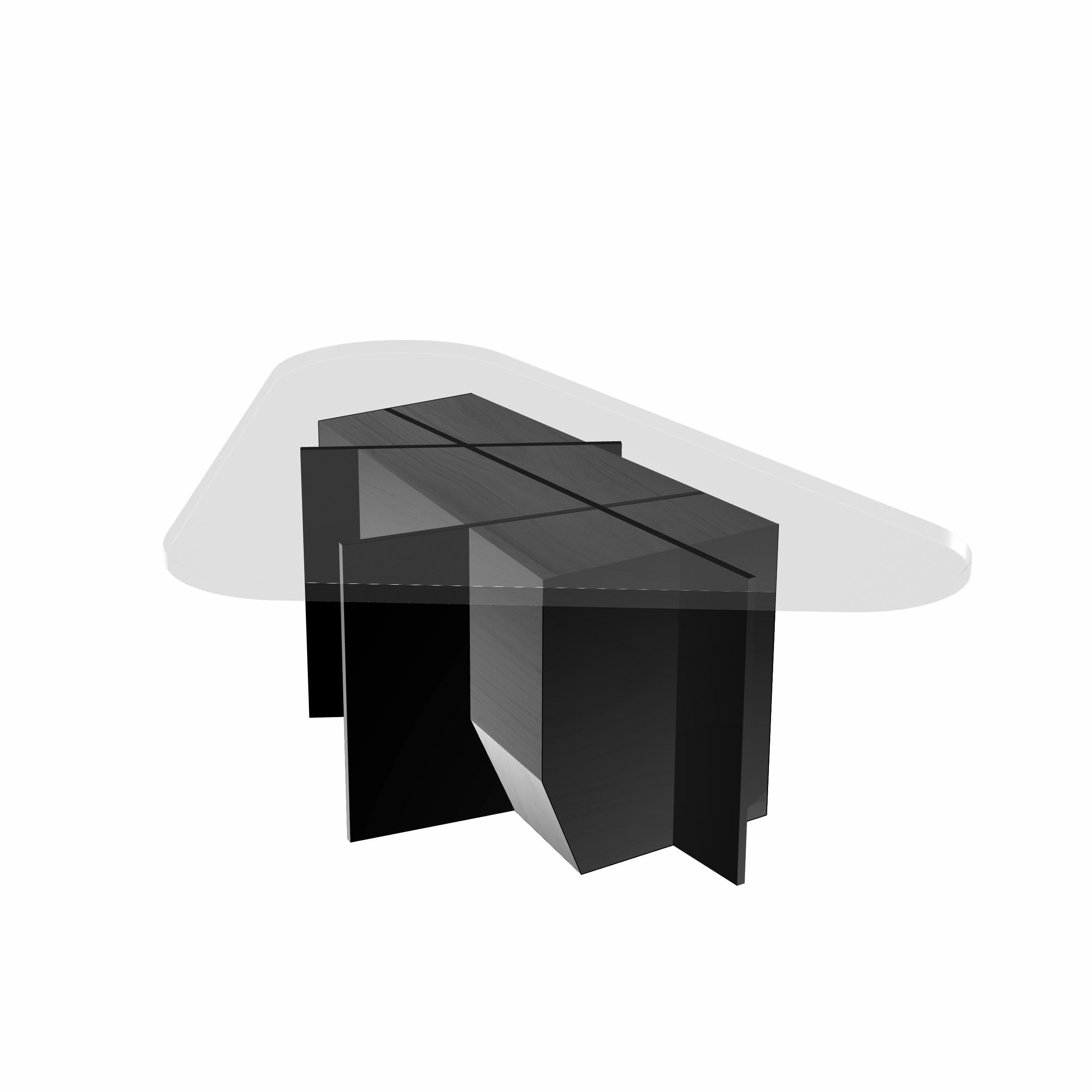 om6 contemporary Coffee Table, Black Oak, Steel and Glass by mjiila For Sale 5