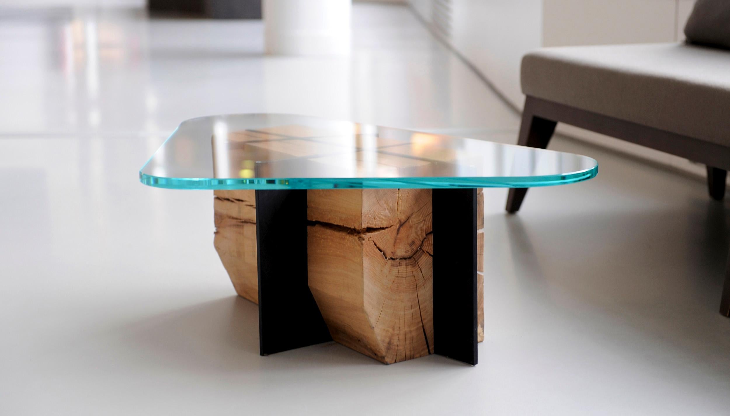 raw steel coffee table