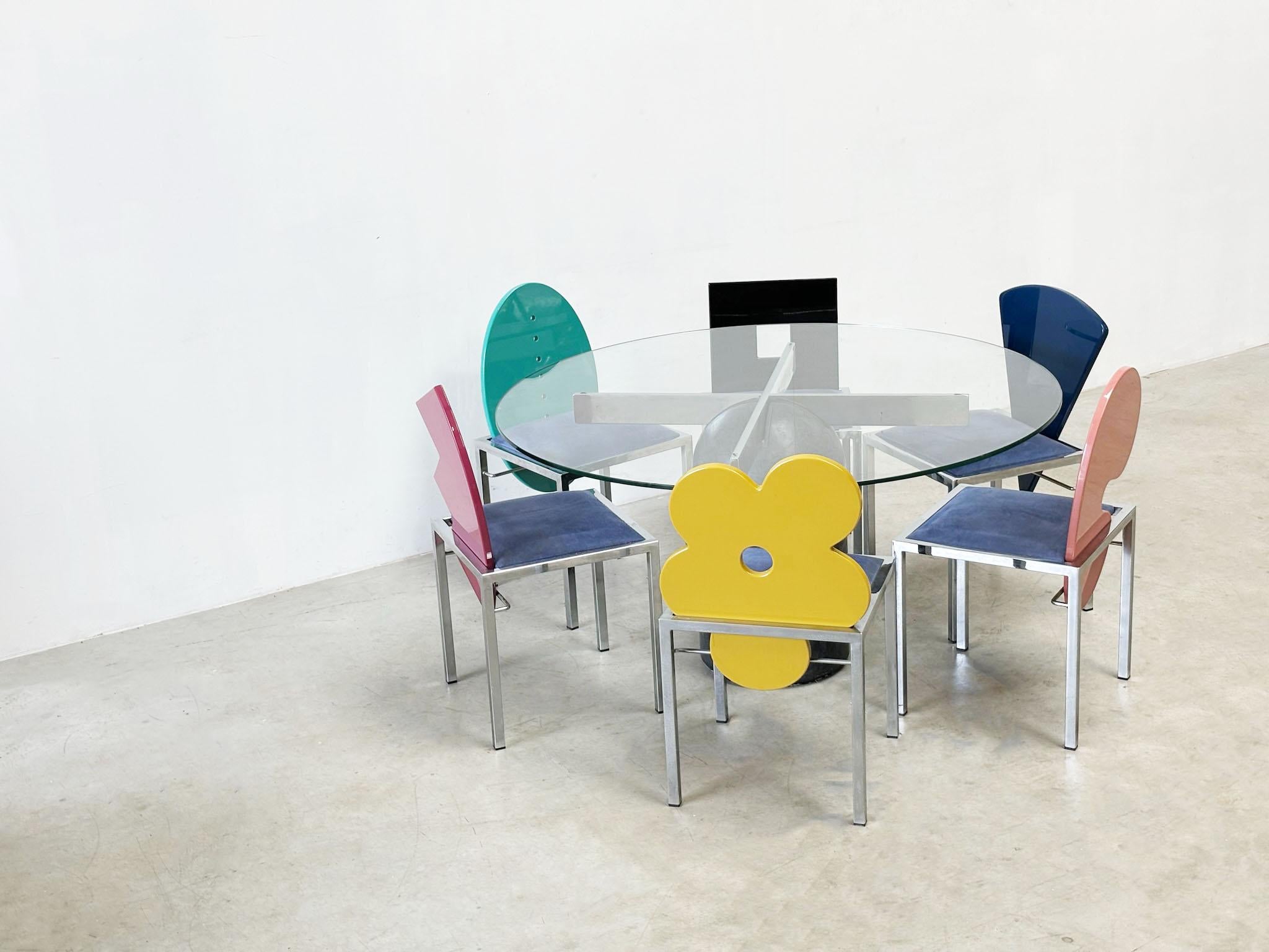Omaggi Chairs by Salvati & Tresoldi for Saporiti Italia, Set of 6 In Good Condition In Leuven, Vlaams Gewest