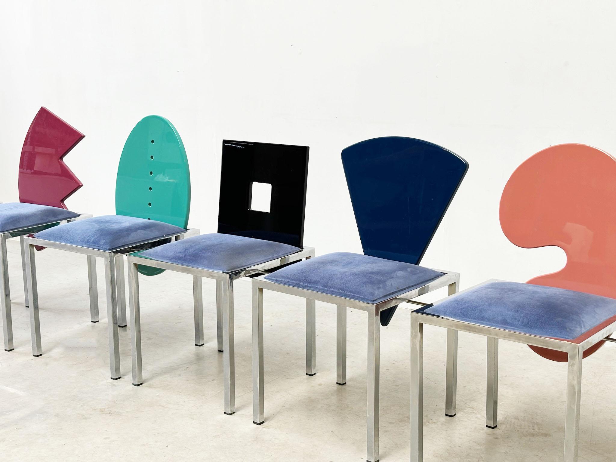 Velvet Omaggi Chairs by Salvati & Tresoldi for Saporiti Italia, Set of 6