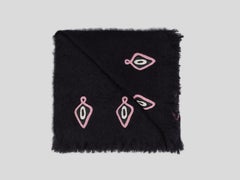 Omaka, Hand Embroidered Black Throw Blanket
