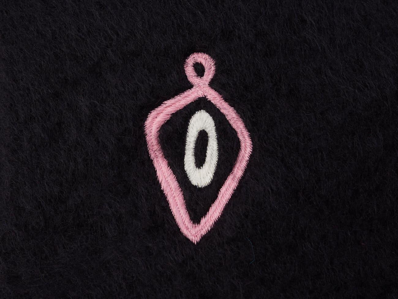 Mid-Century Modern Omaka, Hand Embroidered Black Throw Blanket