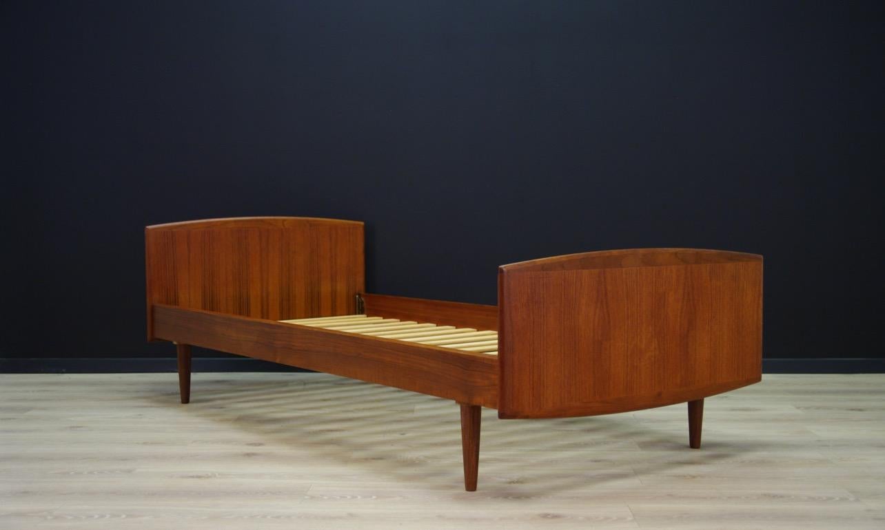 Scandinavian Modern Omann Jun Brown Bed Teak Danish Design, 1960s For Sale