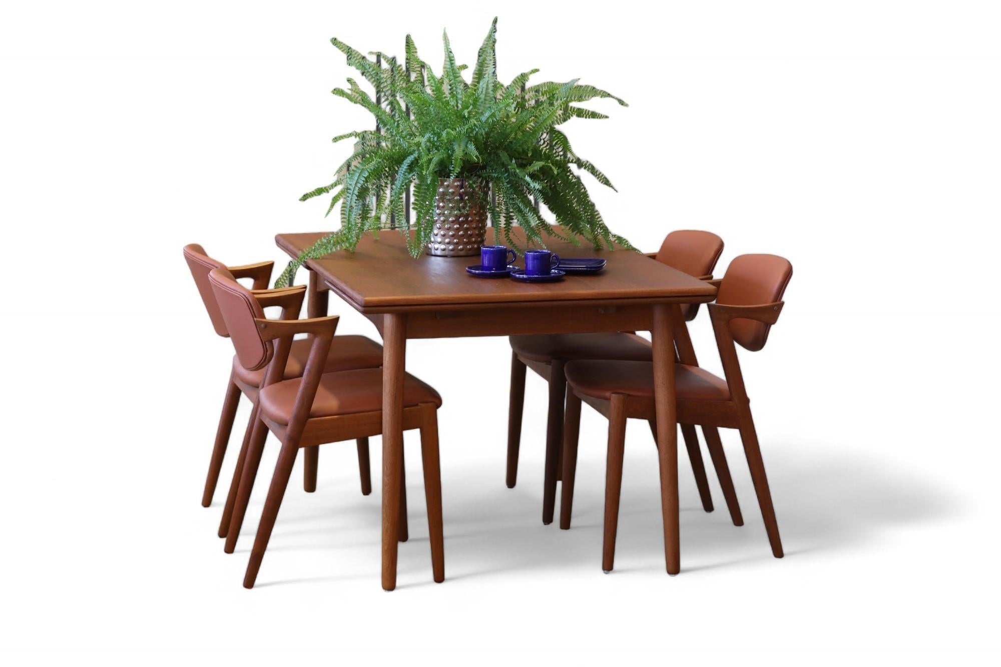 Scandinavian Modern Omann Jun Dining Table Mod 50 in Teak with Pull-Out Tops, 1960s For Sale