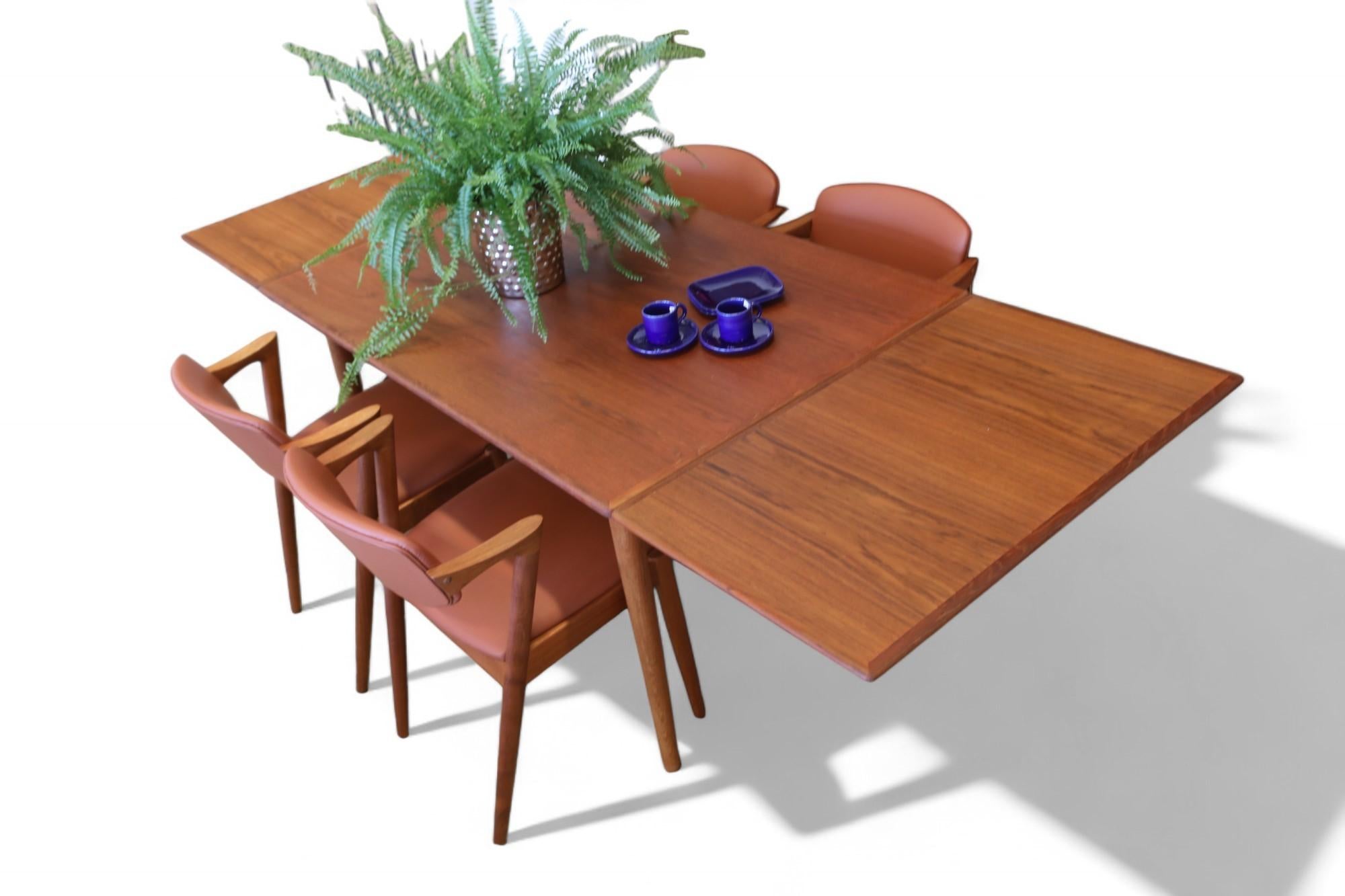 Danish Omann Jun Dining Table Mod 50 in Teak with Pull-Out Tops, 1960s For Sale