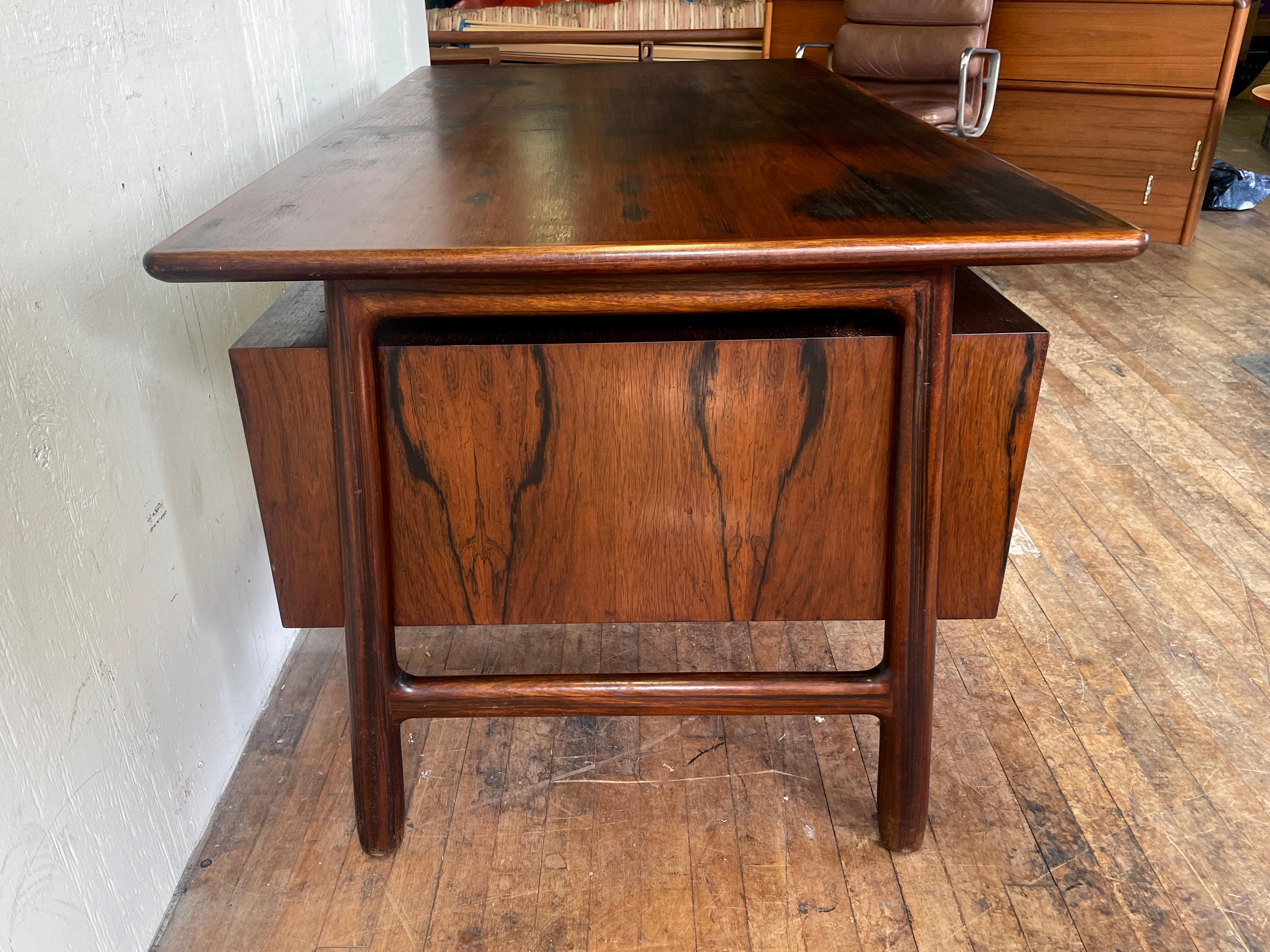 Omann Jun Floating Top Midcentury Desk in Rosewood, 1950s 2