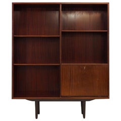 Omann Jun Mahogany Bookcase Danish Design Vintage, 1970s