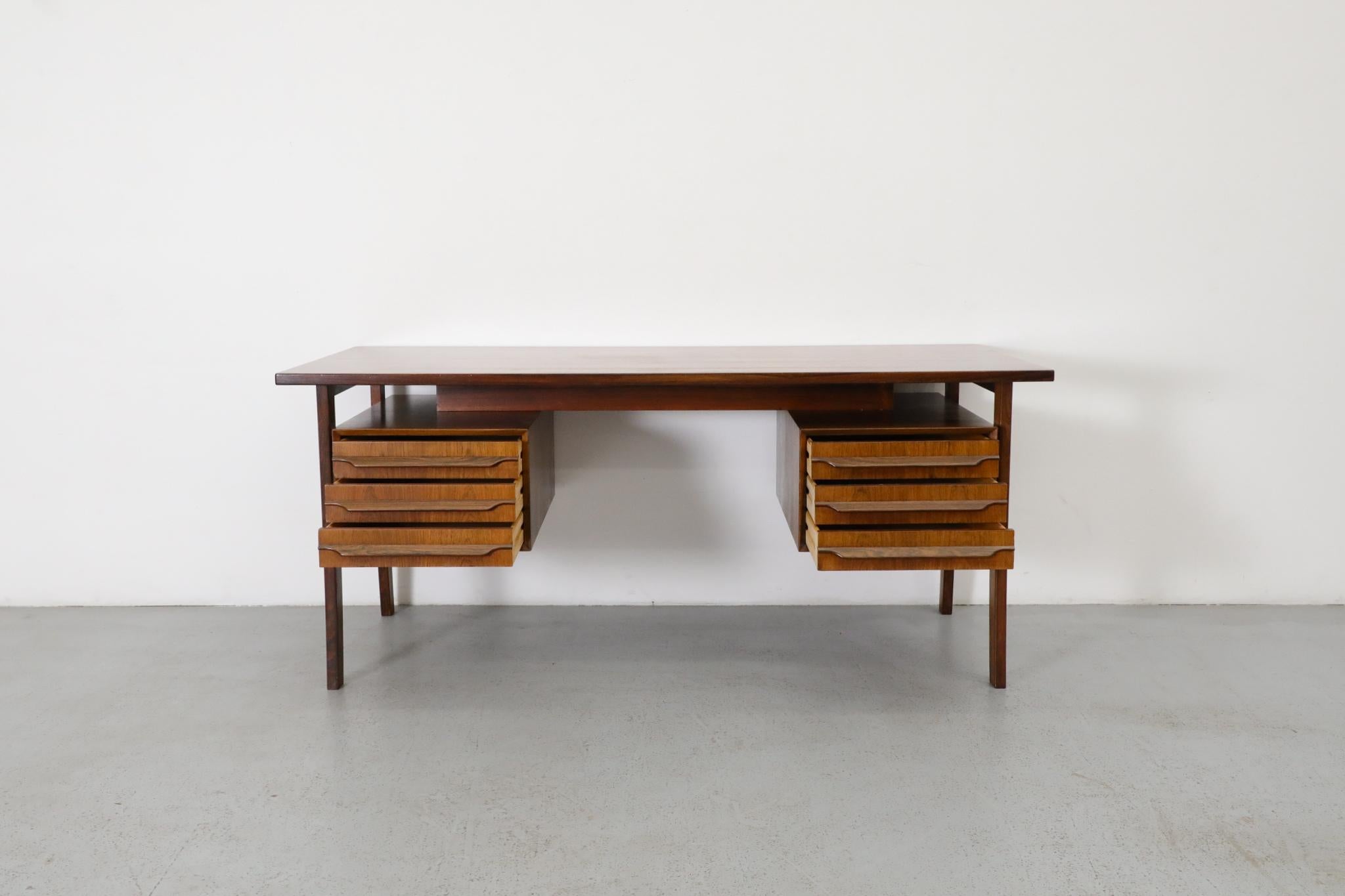 Mid-Century Modern Omann Jun Møbelfabrik Attributed Executive Rosewood Desk with Drawers