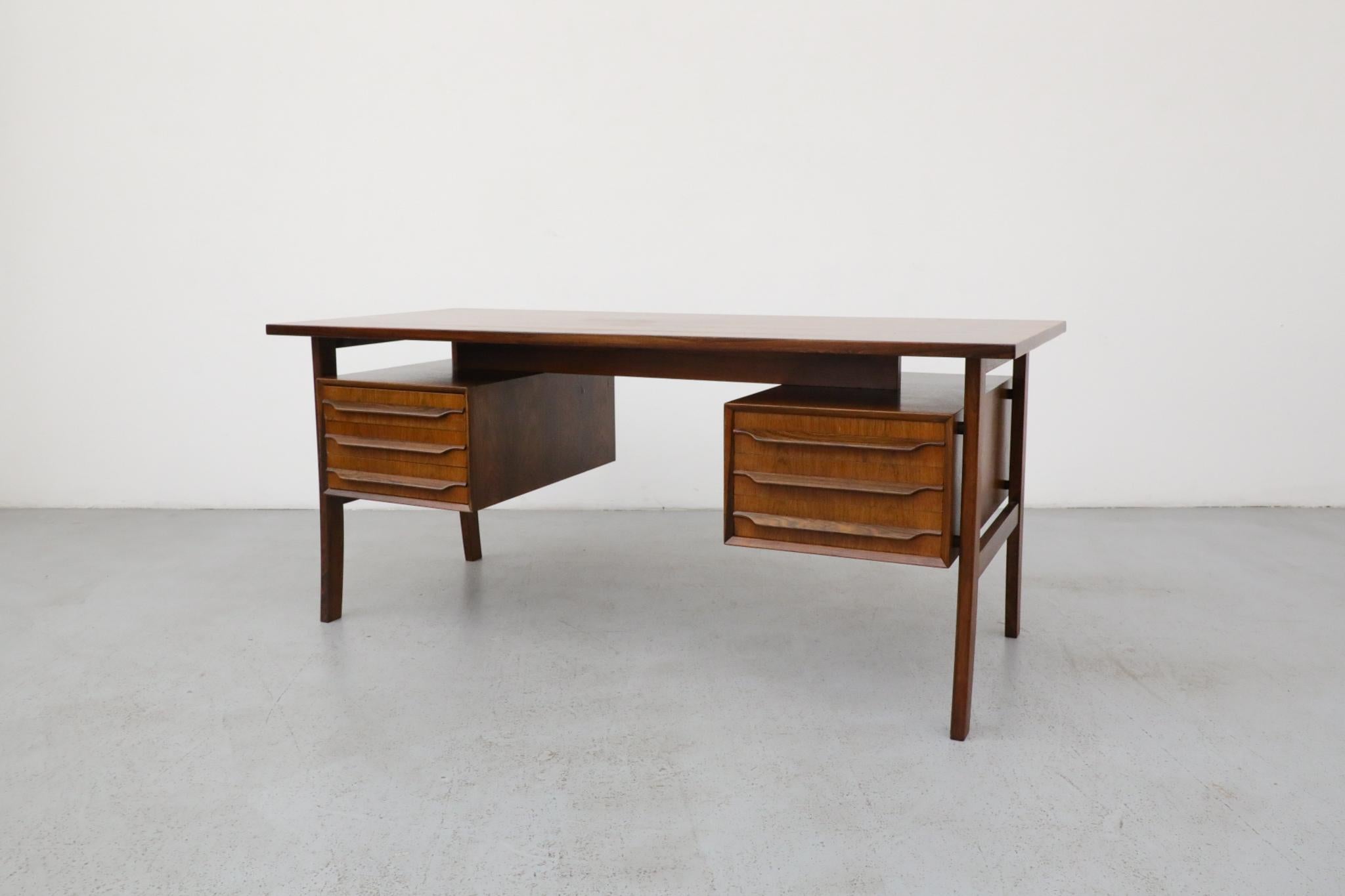 Danish Omann Jun Møbelfabrik Attributed Executive Rosewood Desk with Drawers