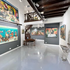 "Date for One" Figurative Oil Painting 47" x 47" inch by Omar Abdel Zaher