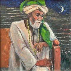 Peinture à l'huile « El Omda » de 19 pouces x 19 pouces par Omar Abdel Zaher
