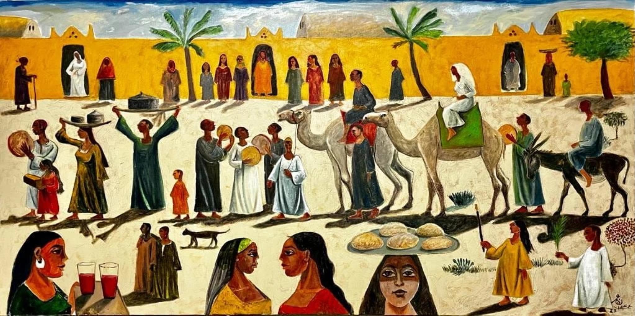 "Festival" Figurative Oil Painting 39" x 79" inch by Omar Abdel Zaher


Abdel Zaher is a graduate of the Academy of Fine Arts in Helwan and has been painting for three decades and has notably featured in a variety of collective exhibitions,