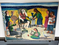 "Folkloric Musicians" Figurative Oil Painting 59" x 87" inch by Omar Abdel Zaher