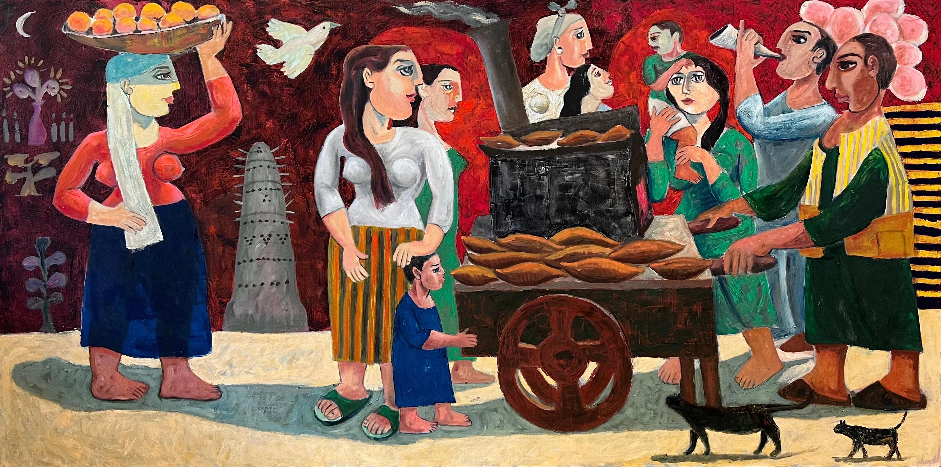 „Friday Market“ Ölgemälde 39" x 79" Zoll von Omar Abdel Zaher


Abdel Zaher ist Absolvent der Akademie der Schönen Künste in Helwan und malt seit drei Jahrzehnten. Er war bereits in einer Reihe von Kollektivausstellungen vertreten, darunter im Salon