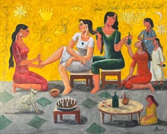 "Henna Night I" Oil painting 47" x 59" inch by Omar Abdel Zaher