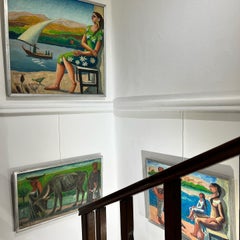 "Longing Lover" Figurative Oil Painting 31" x 31" inch by Omar Abdel Zaher