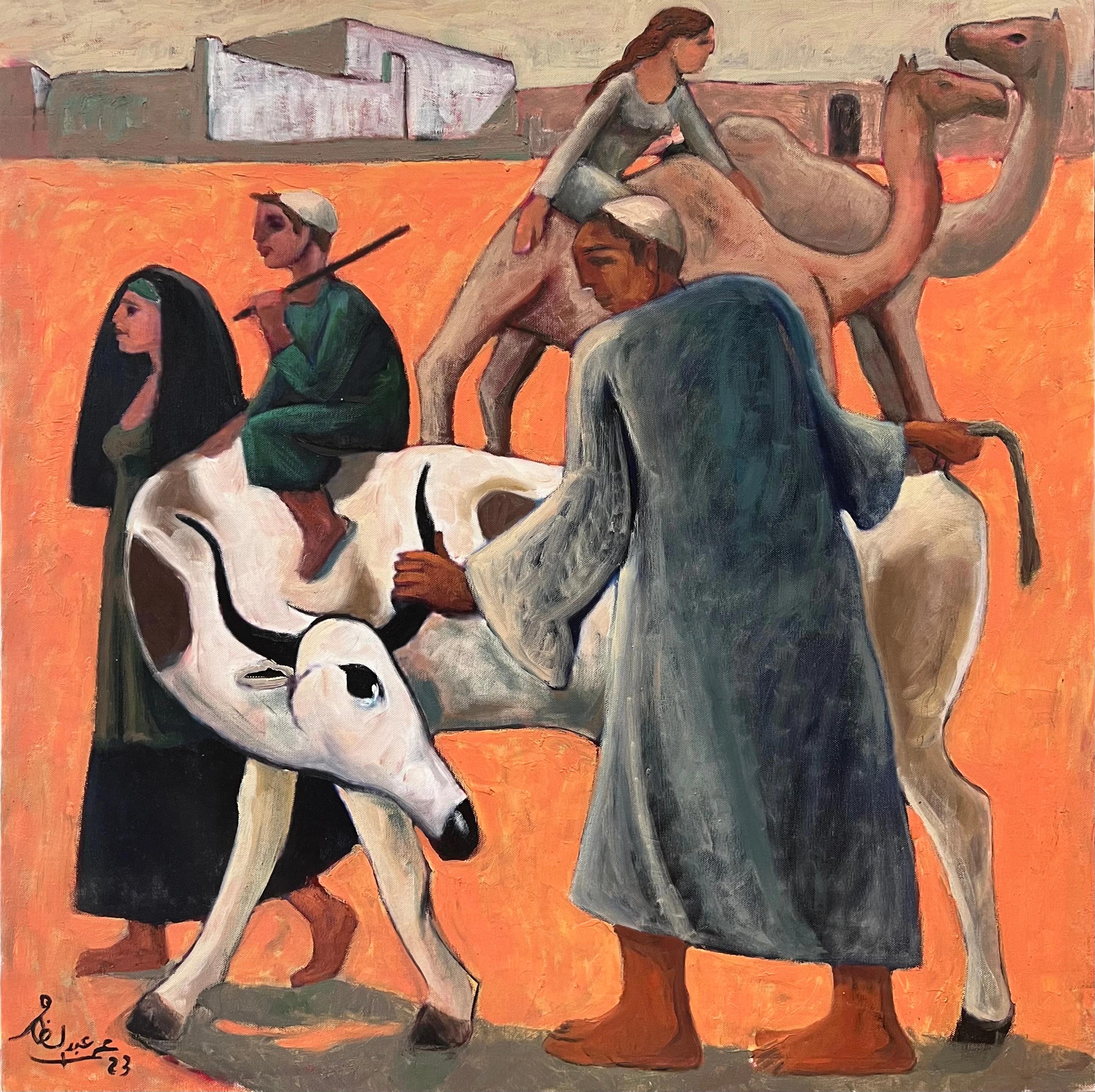 Peinture à l'huile "Taurus" 29" x 29" pouces par Omar Abdel Zaher

Abdel Zaher est diplômé de l'Academy of Fine Arts d'Helwan. Il peint depuis trois décennies et a notamment participé à diverses expositions collectives, dont le Salon El Shabab
