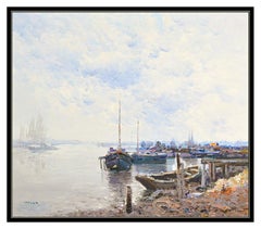 Omar Malva Large Oil Painting On Canvas Original Seascape Signed Framed Artwork