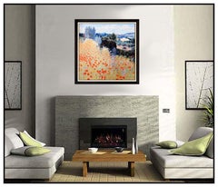 Omar Malva Large Painting Original Oil On Canvas Signed Flower Landscape Artwork