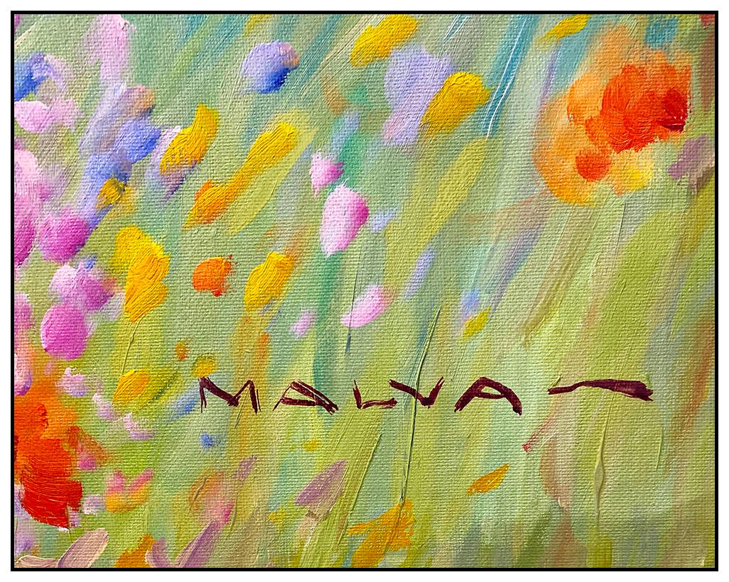 Omar Malva Large Painting Original Oil On Canvas Signed Flower Landscape Artwork For Sale 1