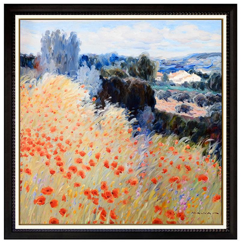 Omar Hamdi Malva Landscape Painting - Omar Malva Large Painting Original Oil On Canvas Signed Flower Landscape Artwork