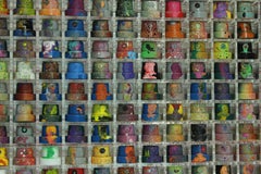 "Cap 589" mixed media spray paint can cap artwork by street artist Omar Hassan