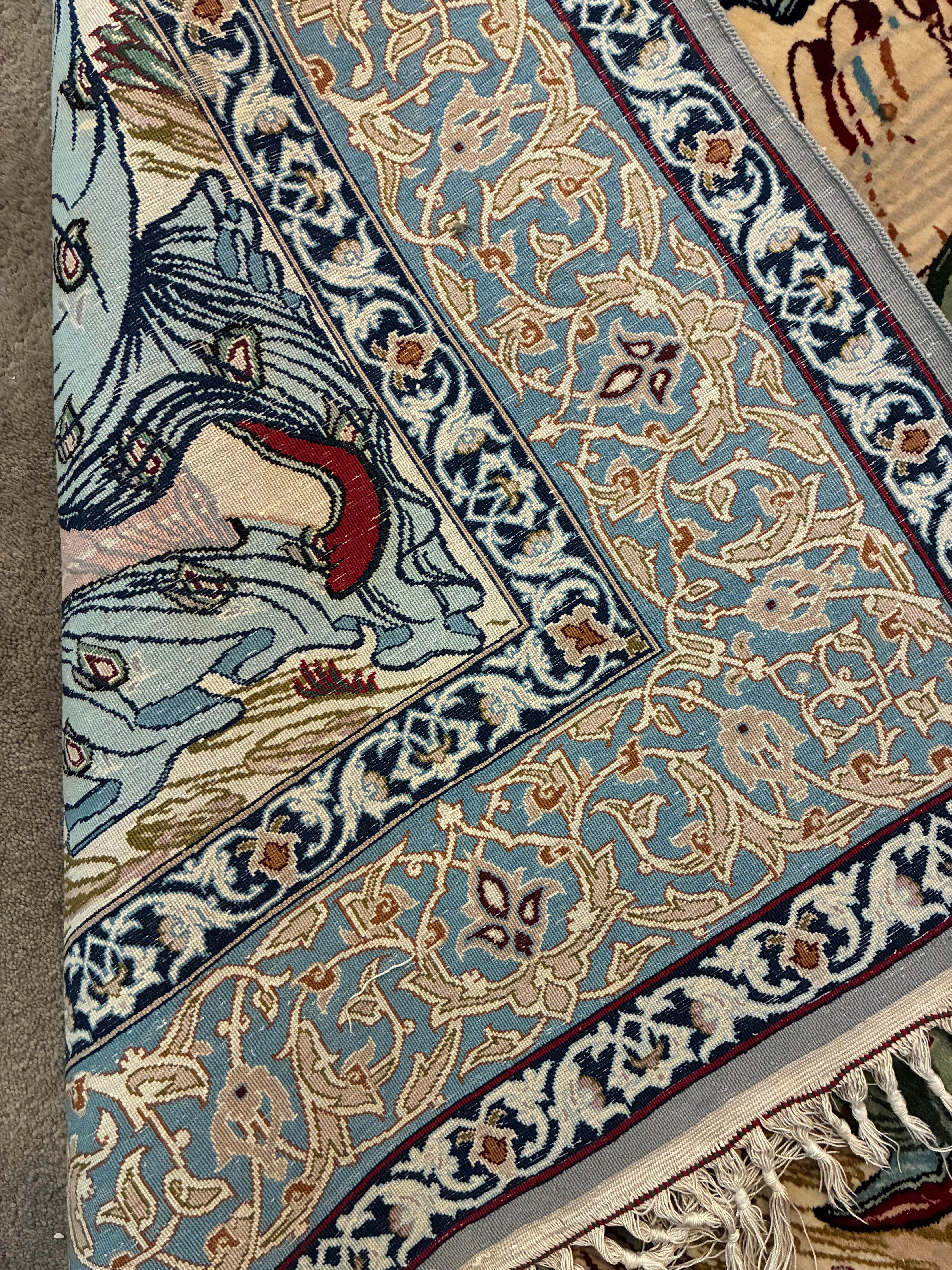 Woven Omar Khayam Esfahan wool and silk carpet For Sale