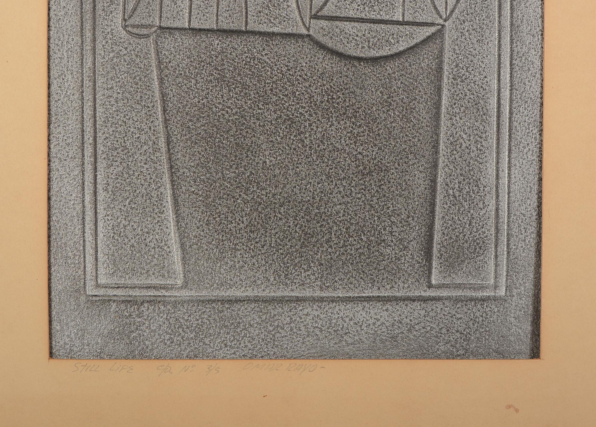 Mid-Century Modern Omar Rayo Blind Embossed Intaglio Print Still Life