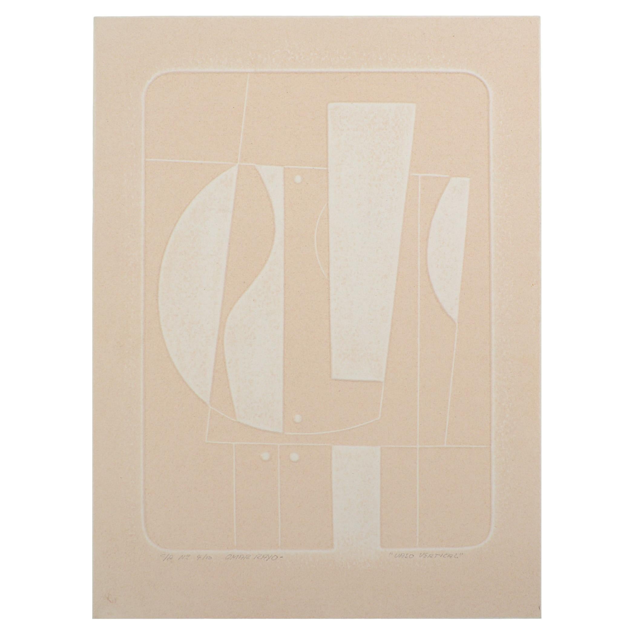 Omar Rayo Blind Embossed Intaglio Print Vaso Vertical For Sale