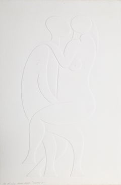 „Erotico I“, signierte minimalistische Tiefdruckgrafik mit Blindprägung von Omar Rayo