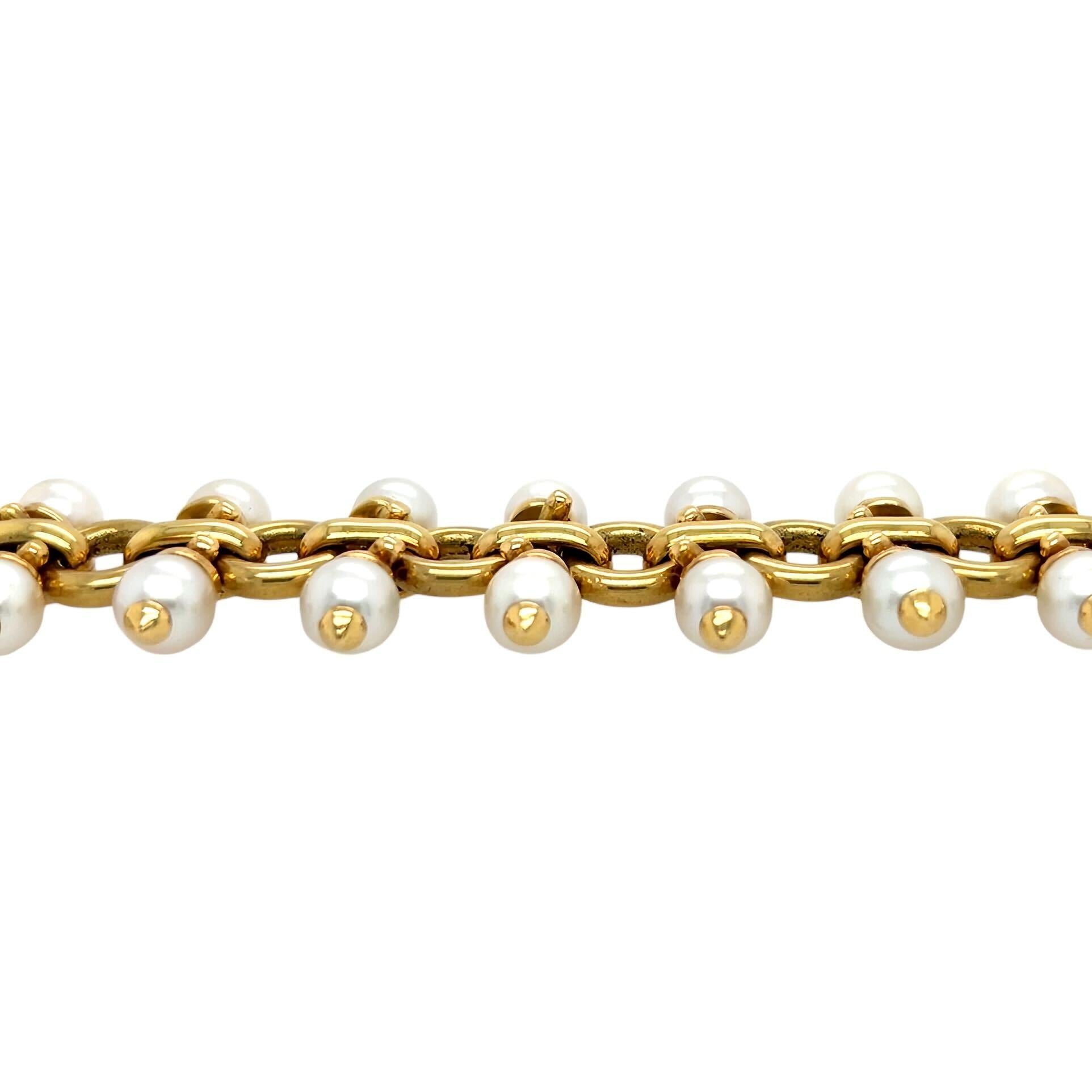 Bead OMAR TORRES Gold Pearl Bar Link Bracelet