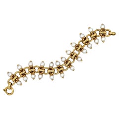 OMAR TORRES Gold Pearl Bar Link Bracelet