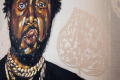 LA MAQUINA - Portrait Painting of Conway the Machine, Rapper, Gold, Black