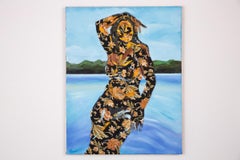 PALOMA - Pittura ad olio figurativa su tessuto floreale, copertina di Vogue di dicembre 2020