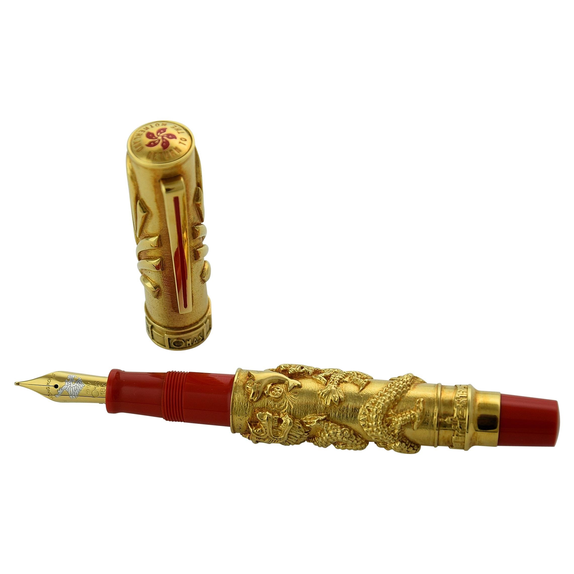 Omas 1997 18-Karat Gold Return to the Motherland Limited Edition Fountain Pen For Sale