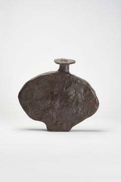 Contemporary Organic Shape, Plain Dark Brown Ceramic Vase by Willem Van Hooff