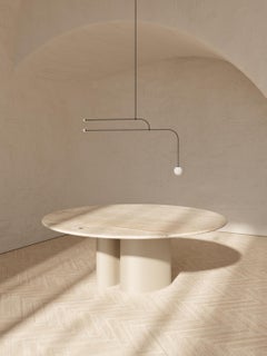 Ombo Round Contemporary Marble Dining Table in Leather Finish by Mansi London