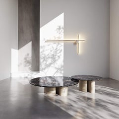 Ombo Round Organic Marble Coffee Tables in Leather Finish by Mansi London