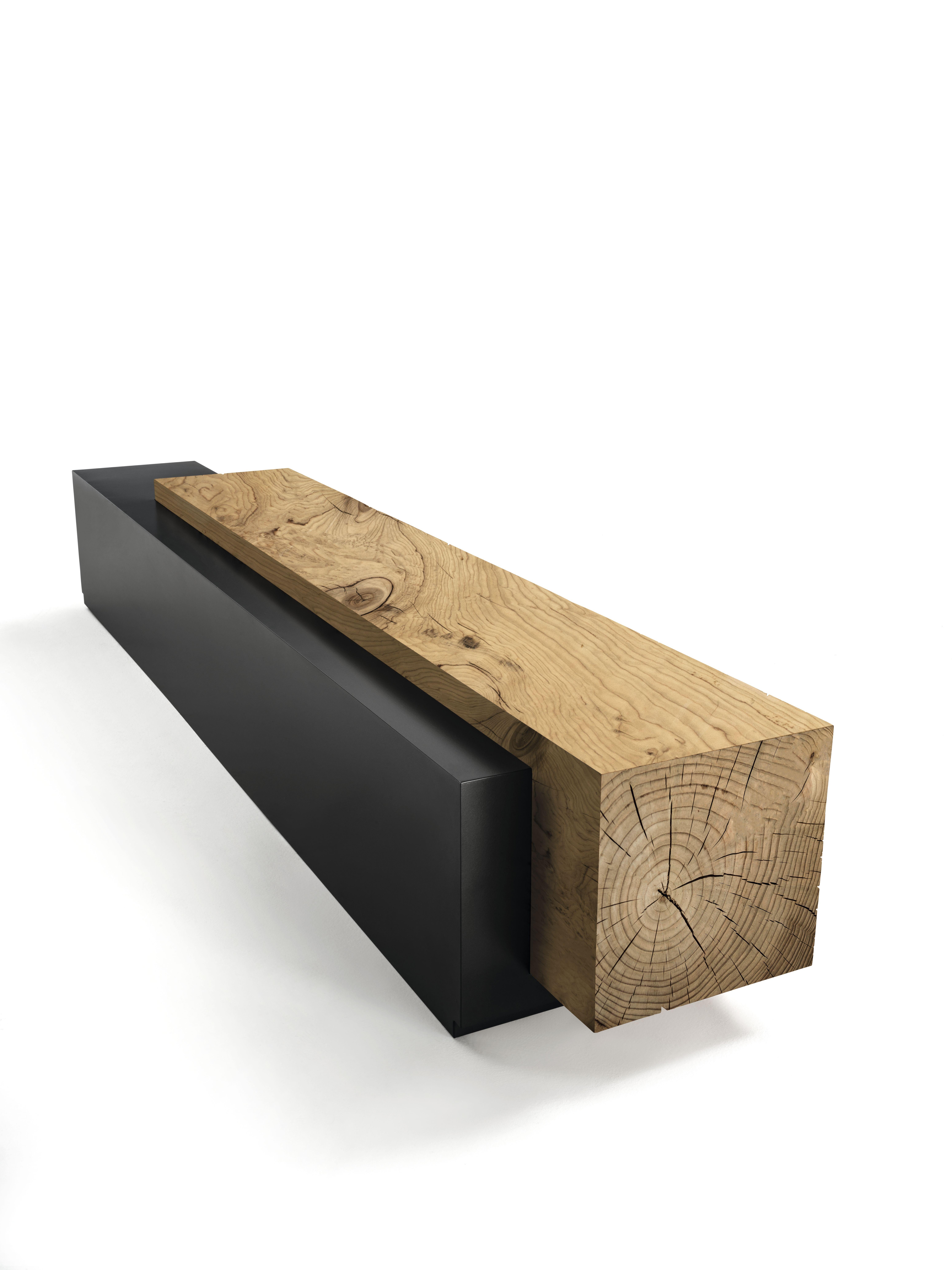 Modern Ombra Bench Hikaru Mori Natural Cedar Made in Italy Riva1920 For Sale