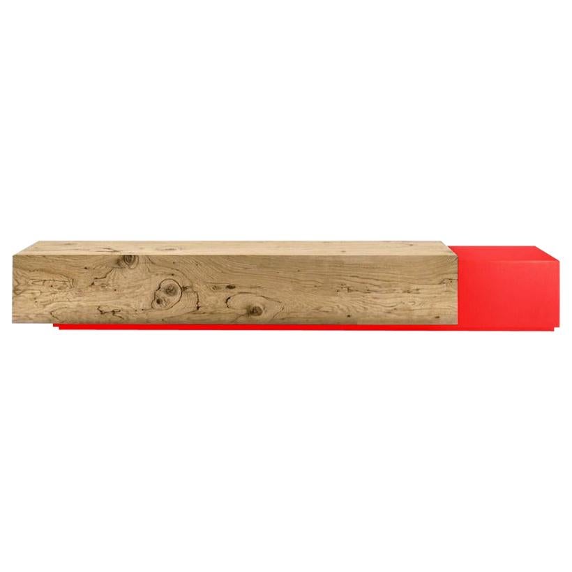 Ombra Cedar Bench with Red Accent, Designed by Hikaru Mori, Made in Italy For Sale